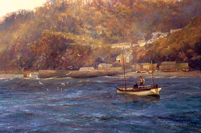 Painting showing boat services on the west wight
